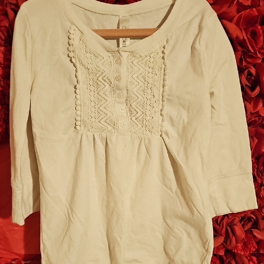 Cherokee Girls White Lace Detail Top Long Sleeve Size 7/8